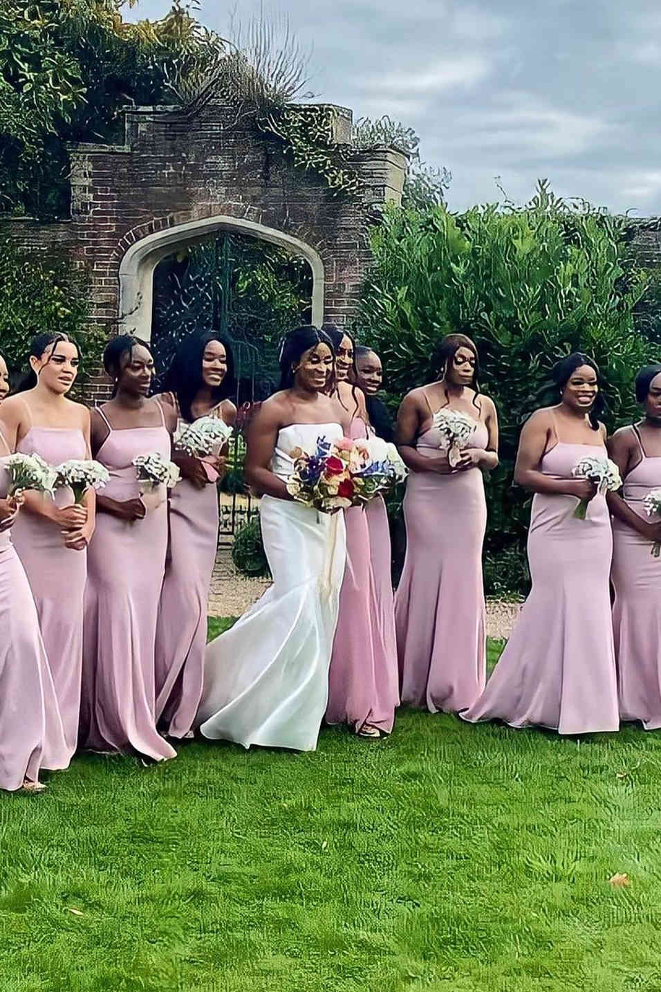 Pink Straps Mermaid Long Bridesmaid Dress