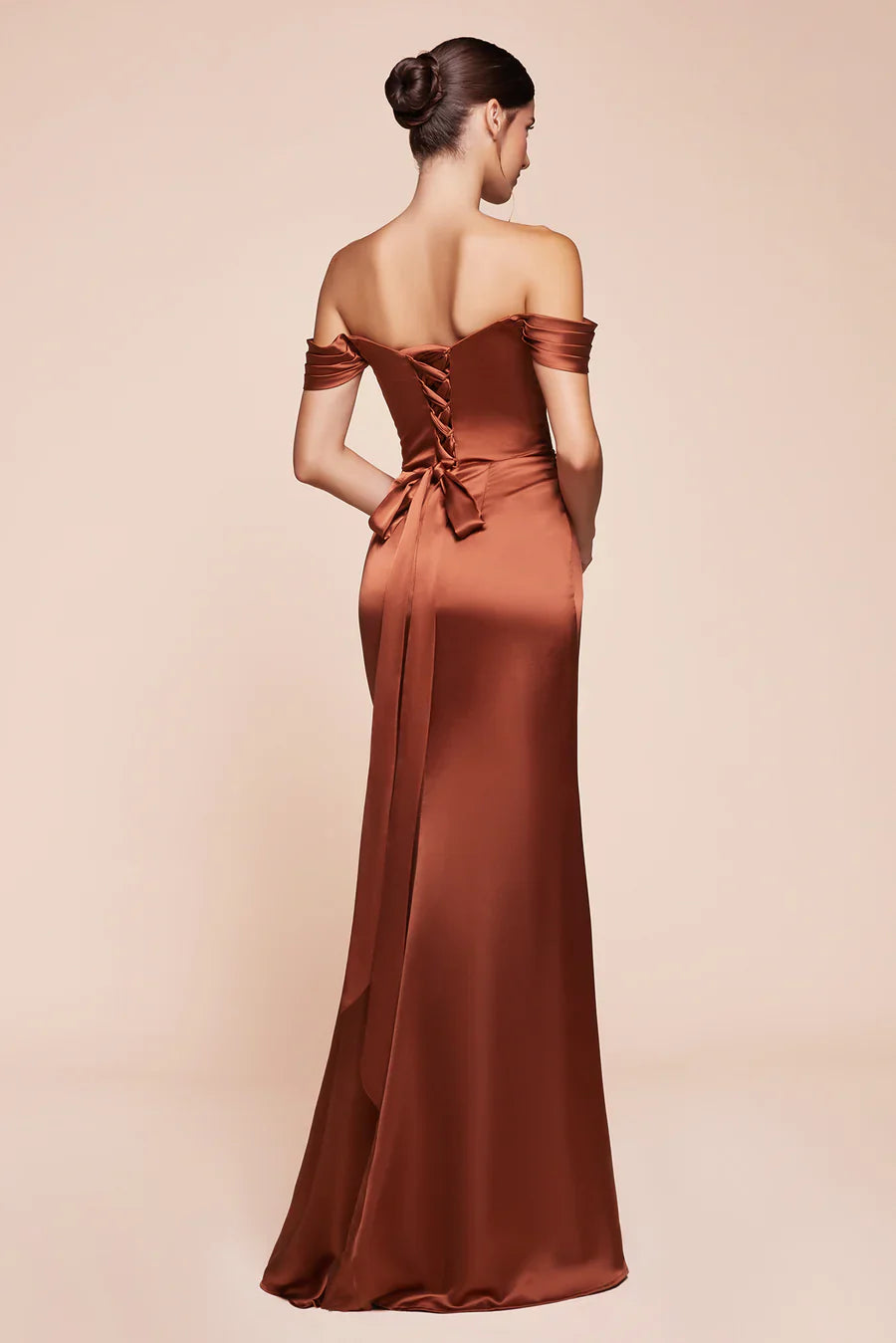 Aimishang Elegant Evening Dress Satin Fitted Off Shoulder Slit Gown Prom Dresses