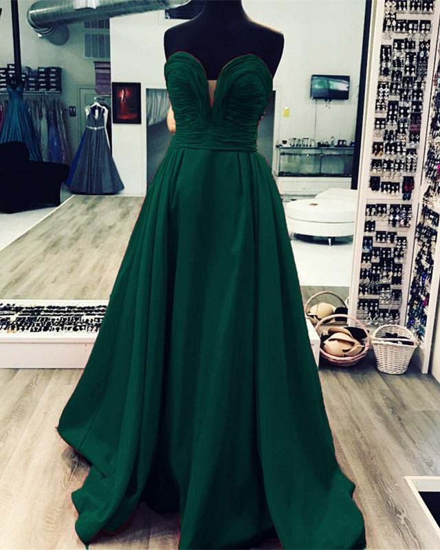 Ruched Sweetheart Long Taffeta Floor Length Evening Dresses