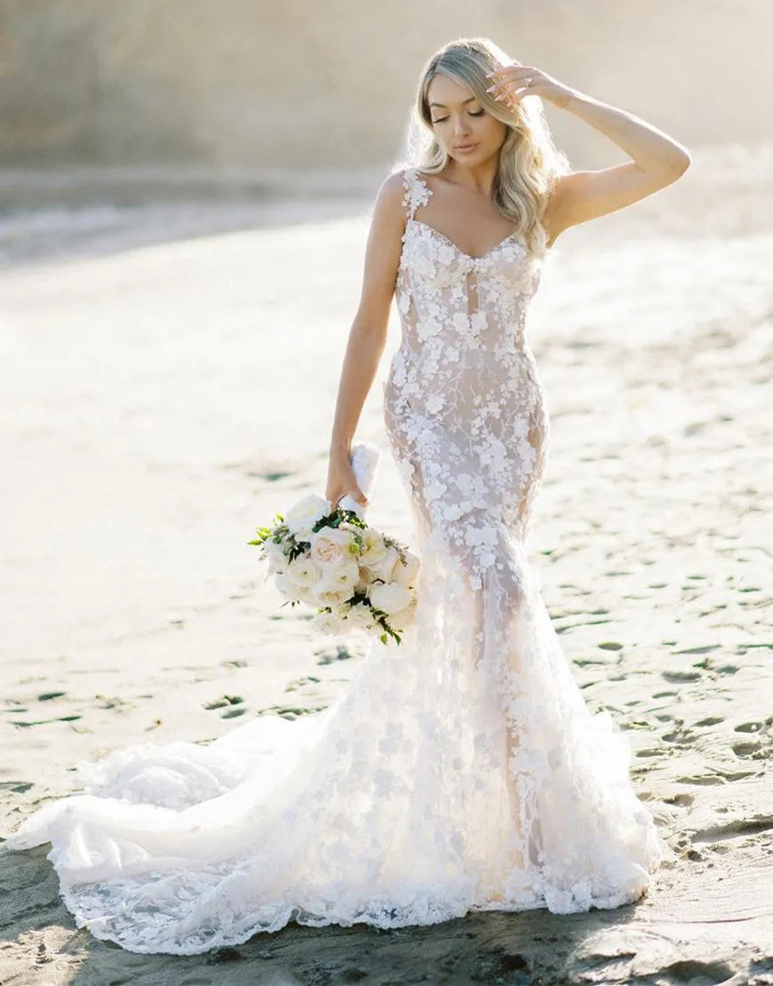Aimishang Wedding Dress Mermaid V Neck Tulle