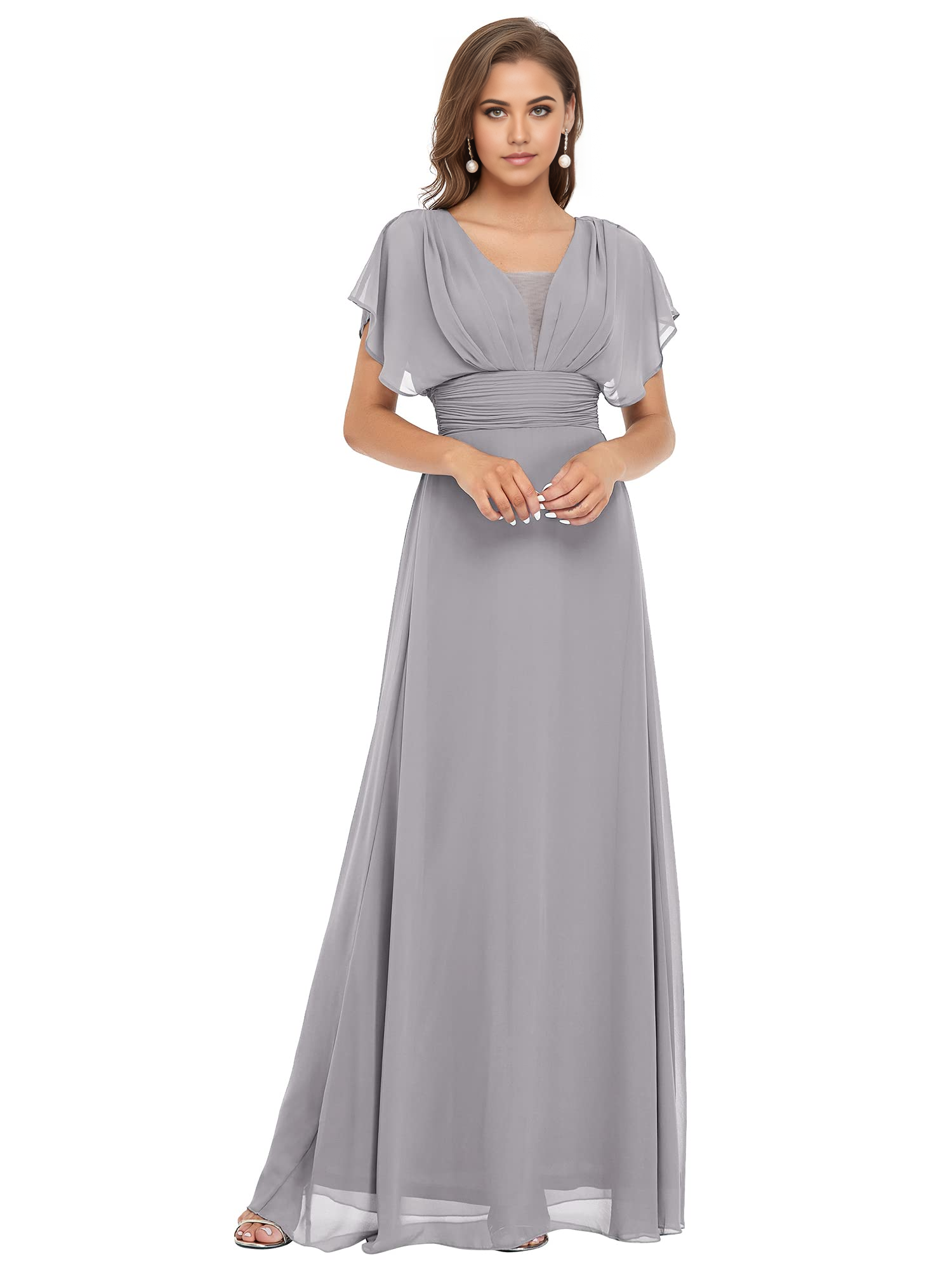 Elegant V-Neck Chiffon formal dresses Bridesmaid Dresses evening gown Prom Dress