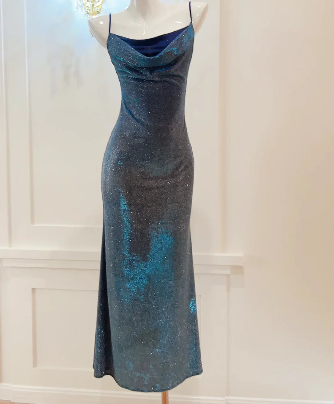 Aimishang Elegant Dresses Evening Wear Spaghetti Straps Sparkling Sheath Long Prom Dress Formal Party Gown