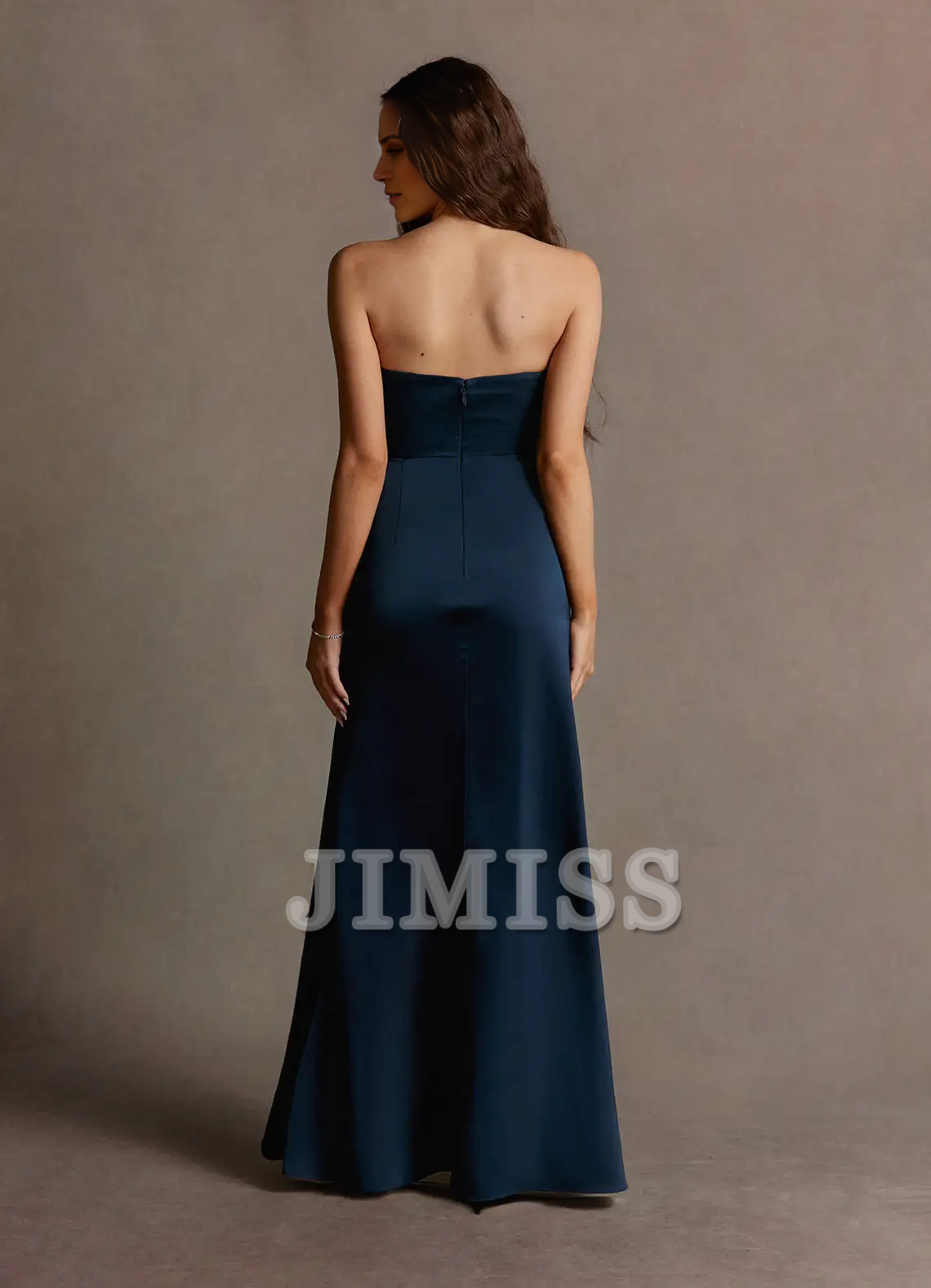 Off shoulder satin butterfly condensation back and floor length evening dress