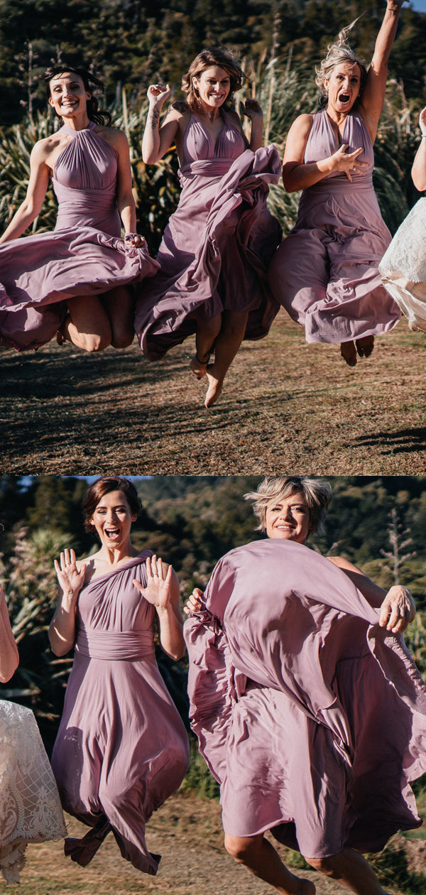 Simple Purple A-line Spaghetti Straps Floor-length Long Bridesmaid.DB10013