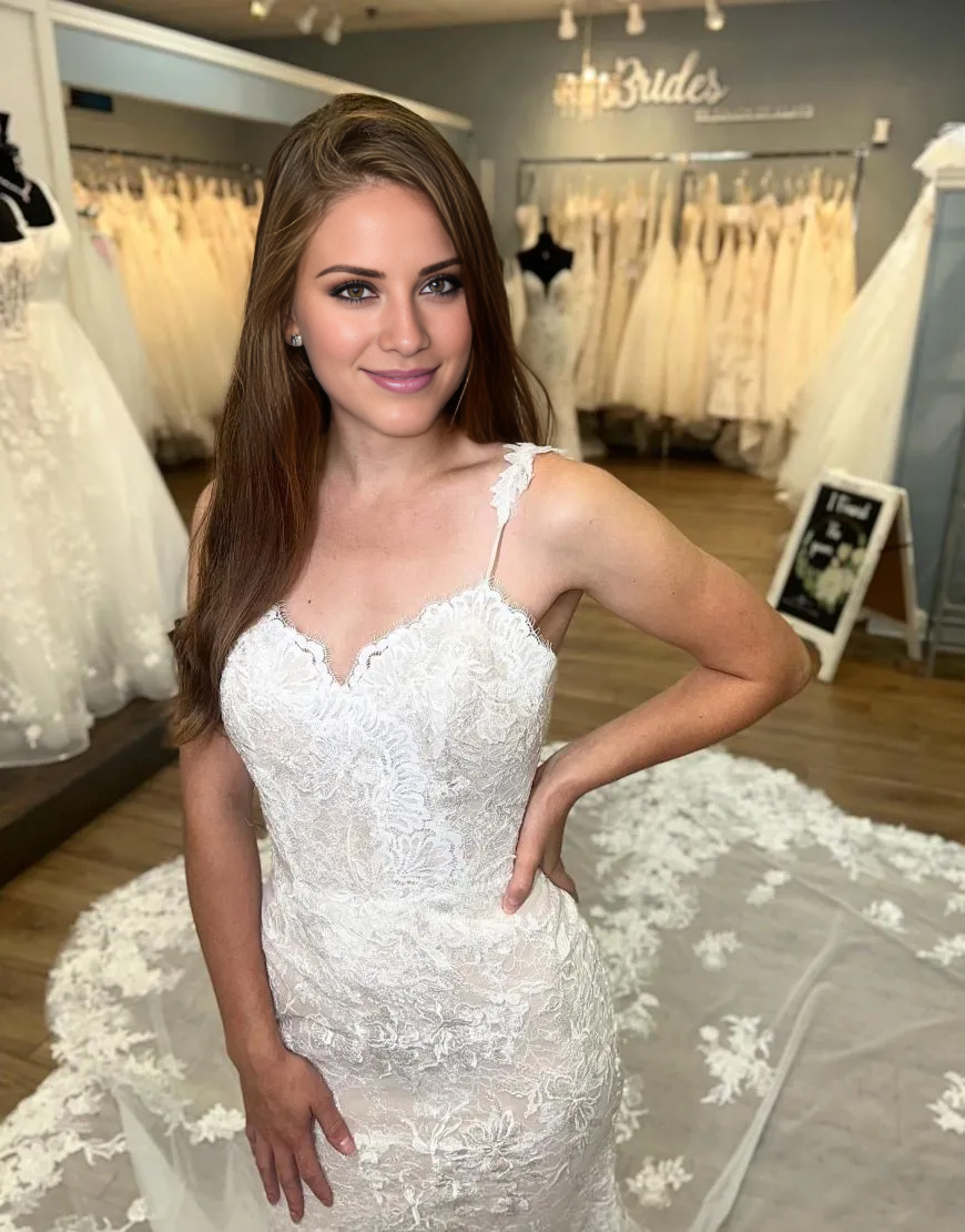 Aimishang Wedding Dress Mermaid Spaghetti Straps Flower Shape Chapel Train