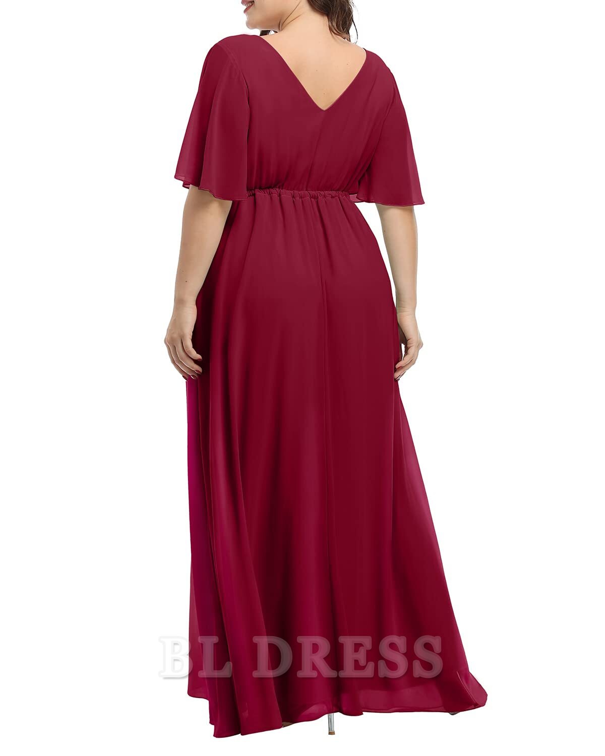 Plus Size A-line V-Neck Chiffon Long formal dresses Bridesmaid Dresses evening gown Prom Dress