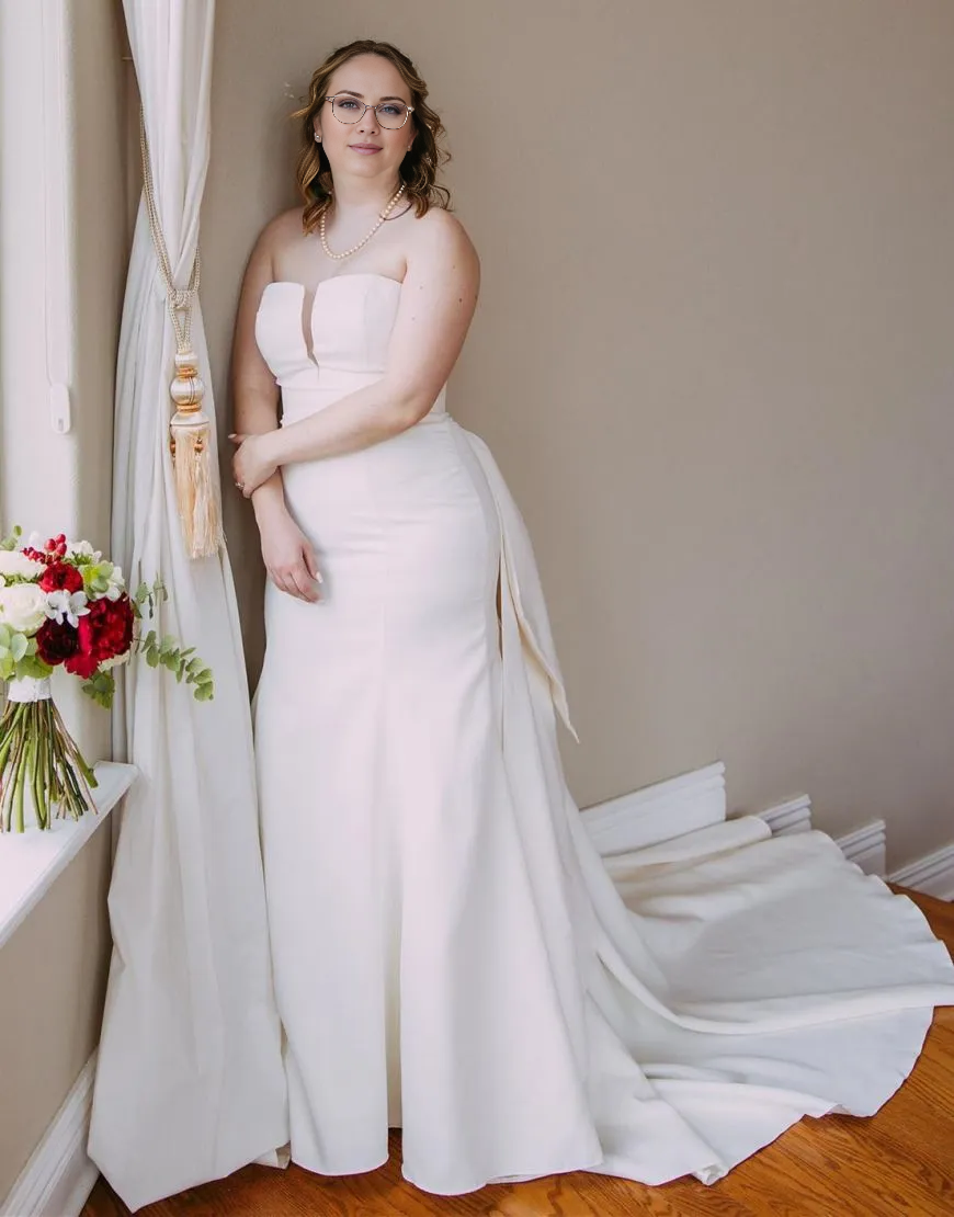 Aimishang Wedding Dress Mermaid Strapless Corsert Back Satin With Bow-knot