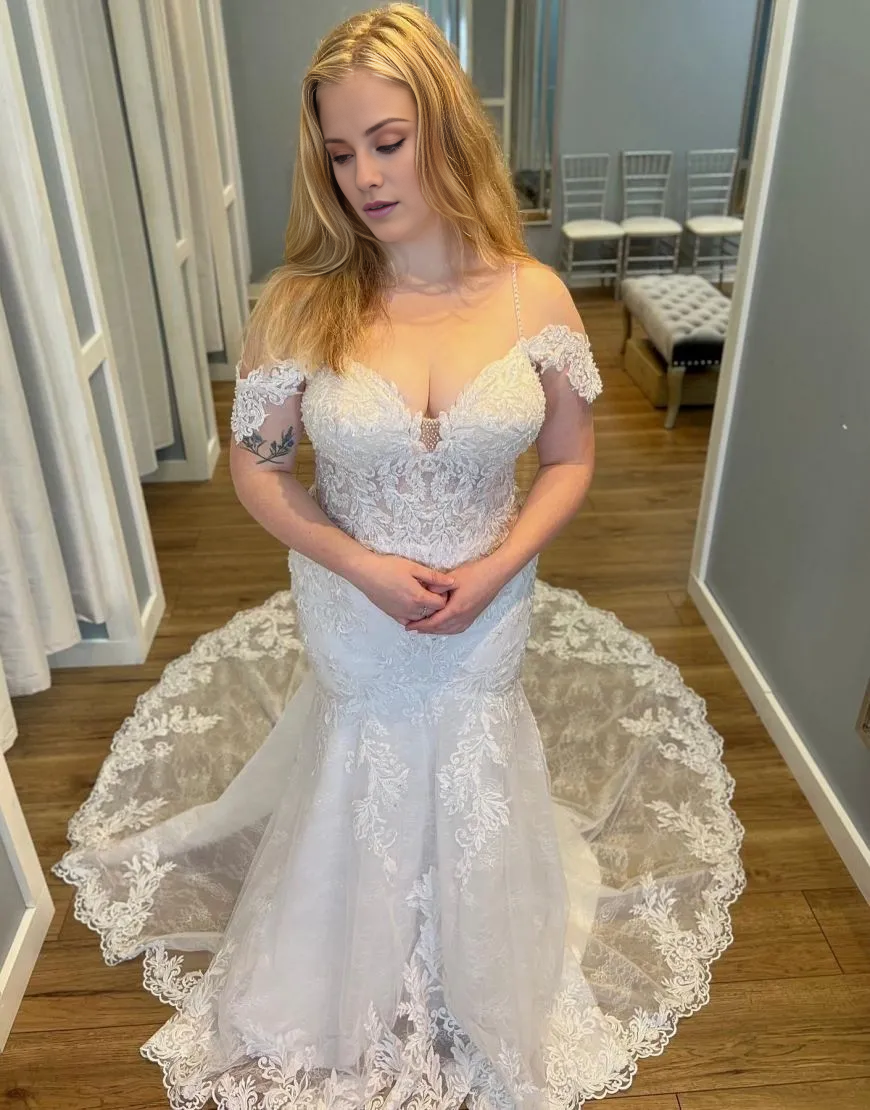 Aimishang Wedding Dress Mermaid Off The Shoulder Chapel Train With Appliques