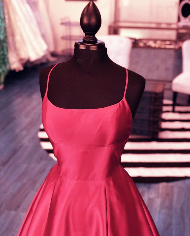 Long Satin Leg Split Open Back Prom Dresses