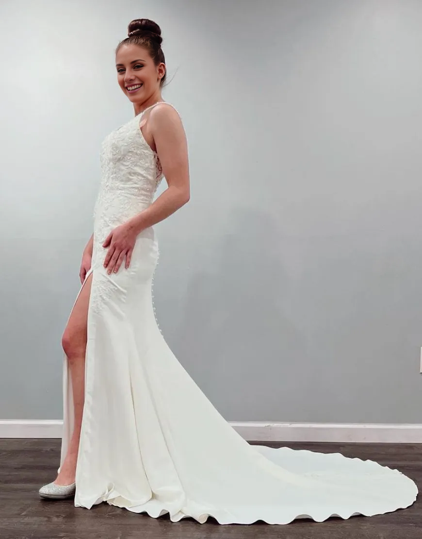 Aimishang Wedding Dress Mermaid Spaghetti Straps Satin With Appliques