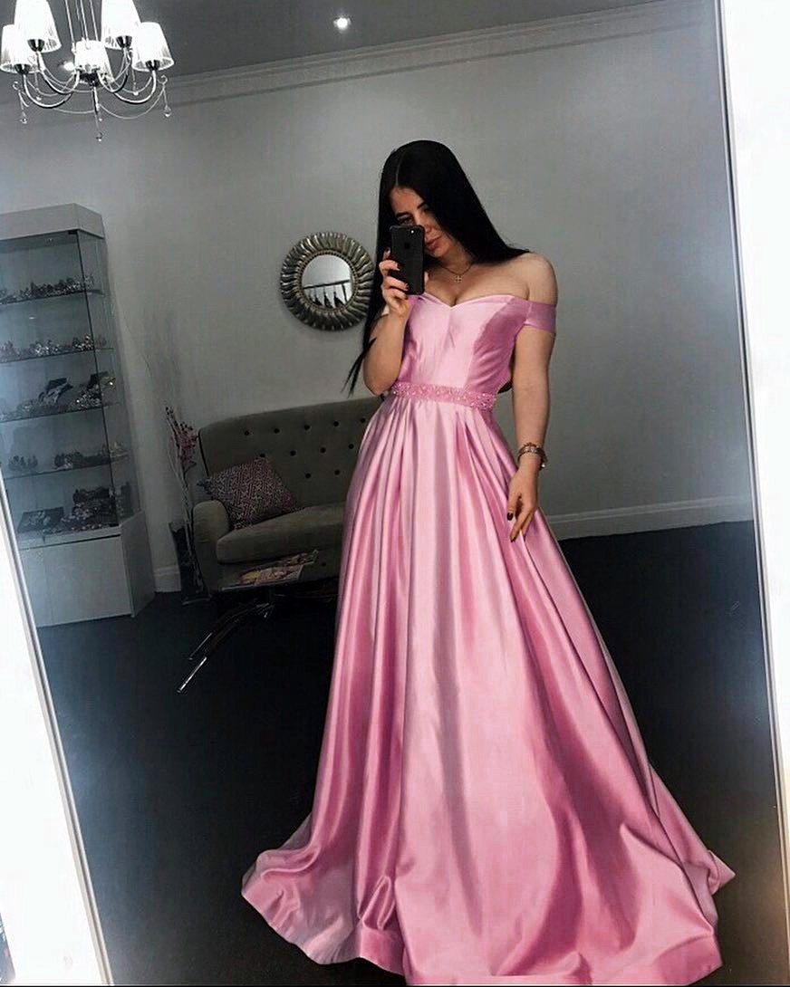 Long Champagne V Neck Evening Dress Off Shoulder Prom Gowns