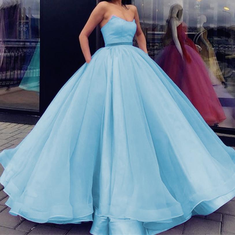 Strapless Bodice Corset Organza Ballgowns Prom Dresses