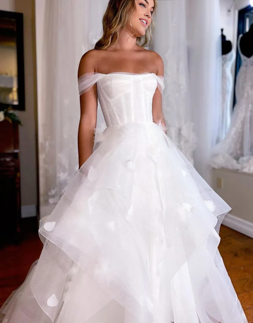 Aimishang Wedding Dress A-Line Floor Length Off The Shoulder Ruffles