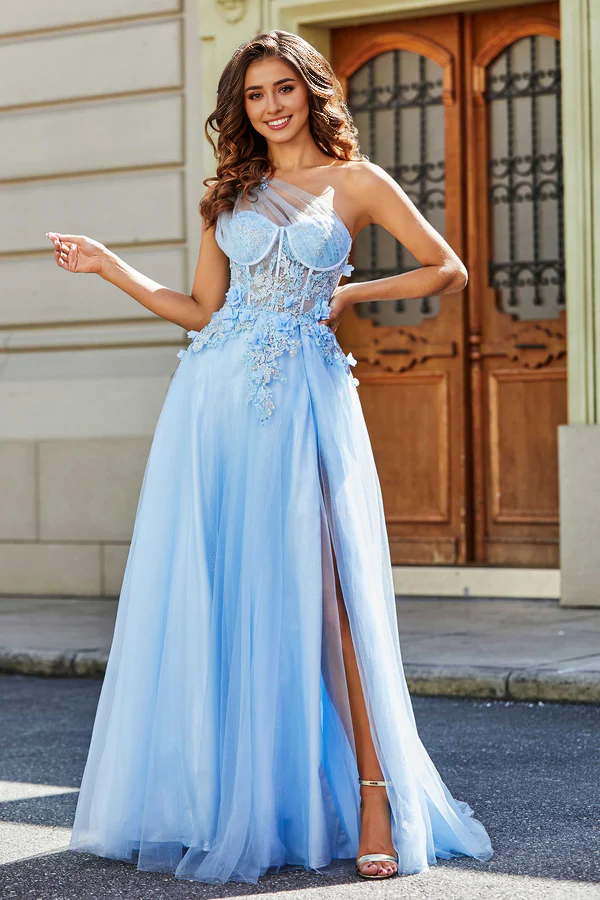 Aimishang Elegant Evening Dress Corset Bodice One Shoulder Tulle Dress Prom Dresses