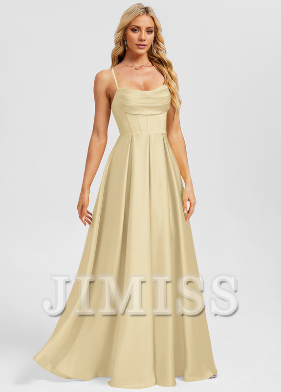 A-line sweetheart floor-length matte satin prom dress