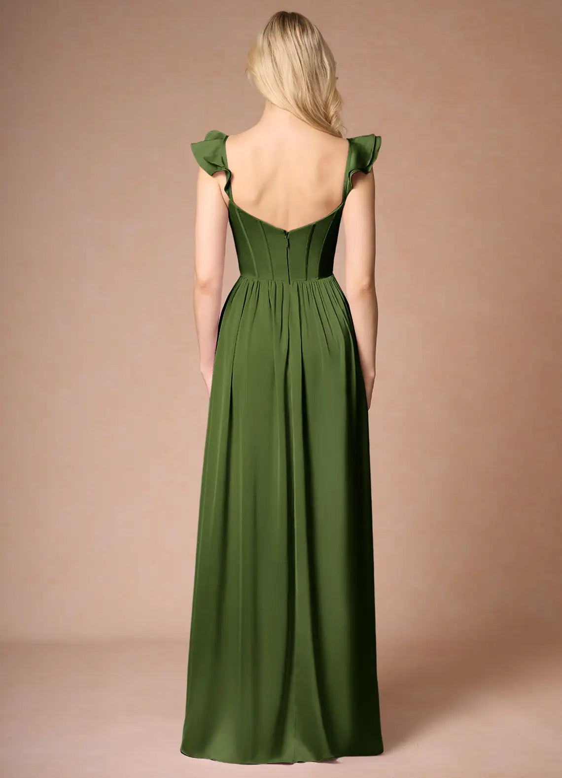 Jimiss A-line off shoulder side slit backless and floor length Prom dress