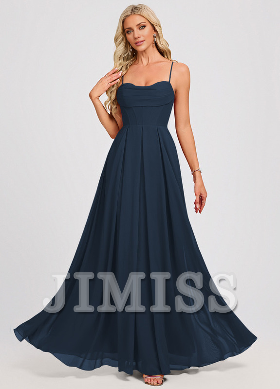 A-line sweetheart pleated floor-length chiffon prom dress