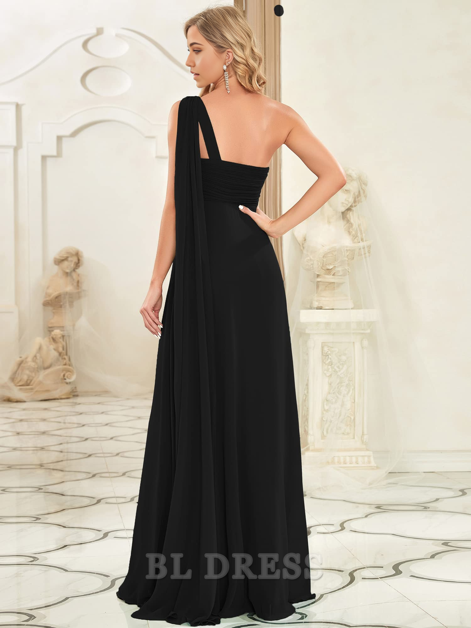 A-line One-Shoulder Empire Waist Chiffon Pleated formal dresses Bridesmaid Dresses evening gown Prom Dress