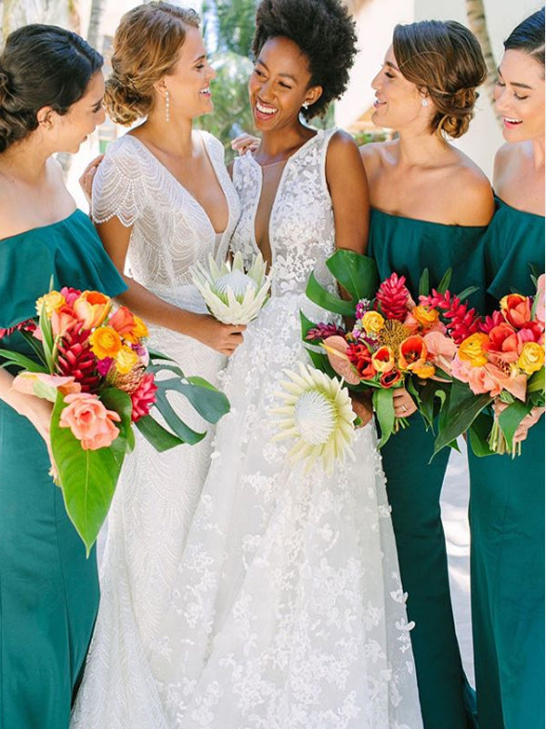 Charming Straight Mermaid Soft Satin Long Bridesmaid Dresses.DB10650