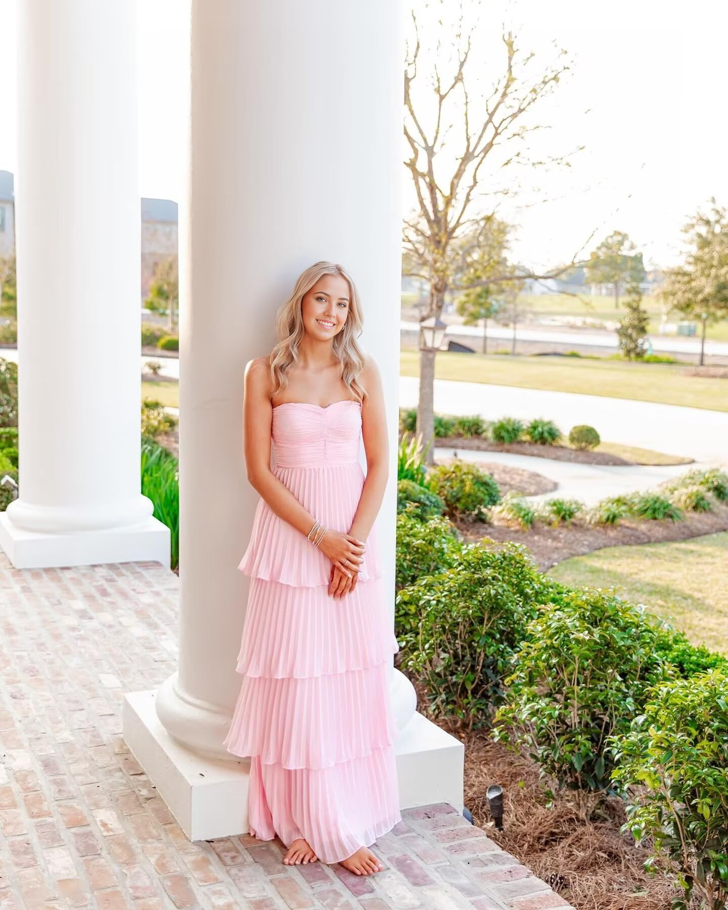 A-line Strapless Ruffle Tiered Chiffon Formal formal dresses Bridesmaid Dresses evening gown Prom Dress