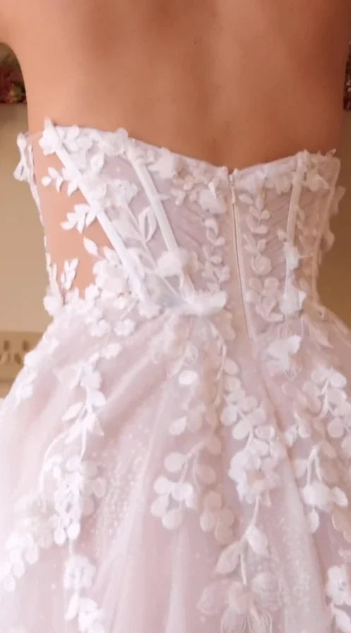 Aimishang Elegant Wedding Dresses Strapless Long Sleeve Bridal Gown