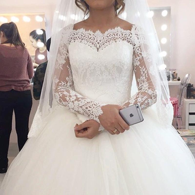 Lace Long Sleeves Wedding Dresses Ball Gowns