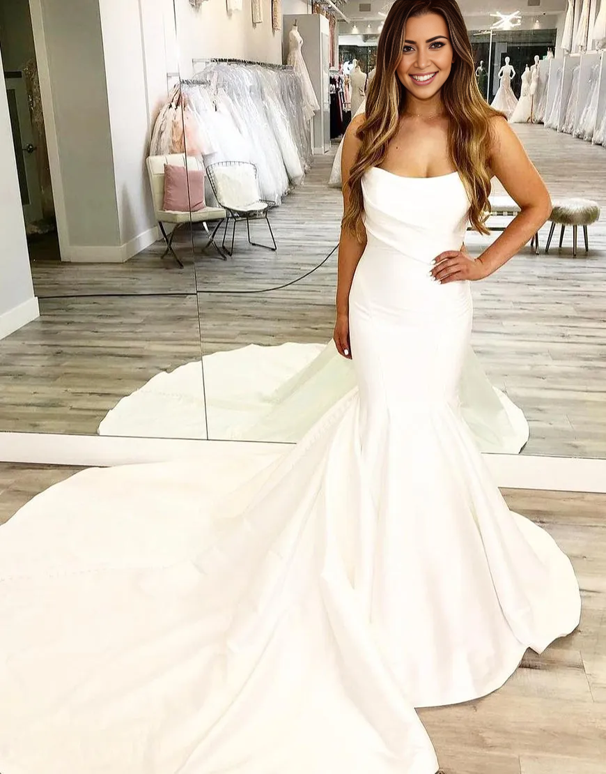 Aimishang Wedding Dress Chiffon Long Train Strapless