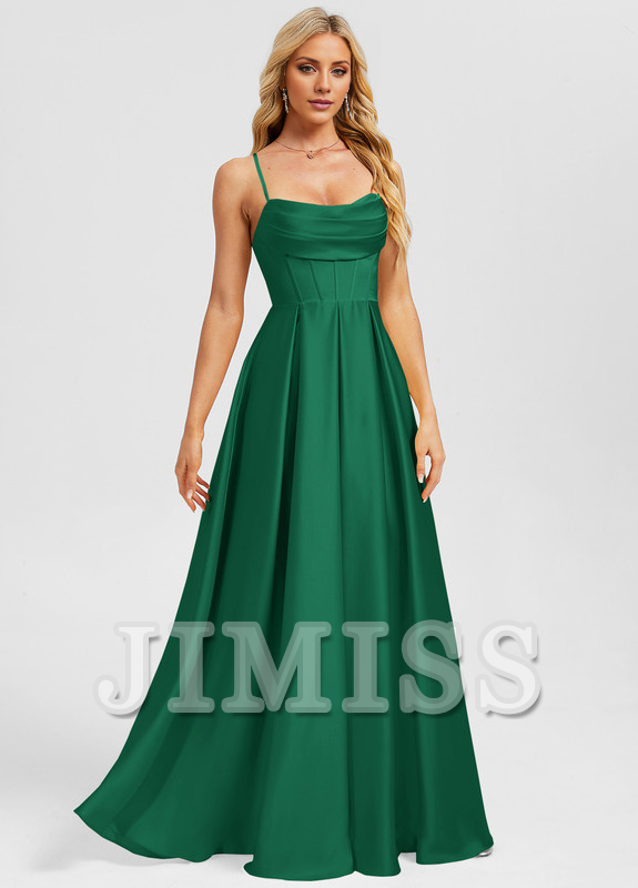 A-line sweetheart floor-length matte satin prom dress
