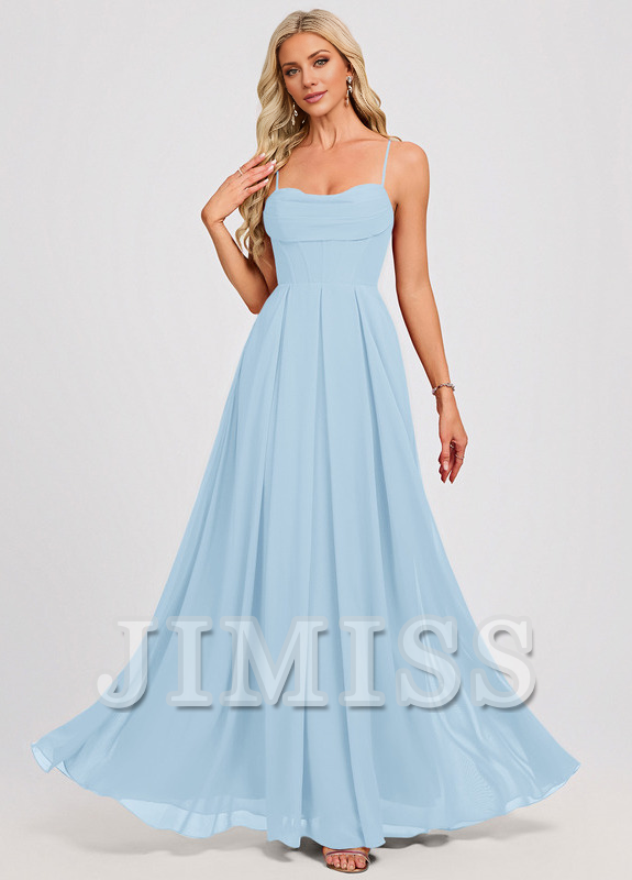 A-line sweetheart pleated floor-length chiffon prom dress