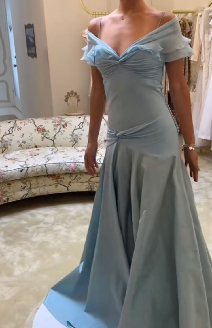 Light Blue Elegant Long Mermaid Evening Dress Formal Dresses