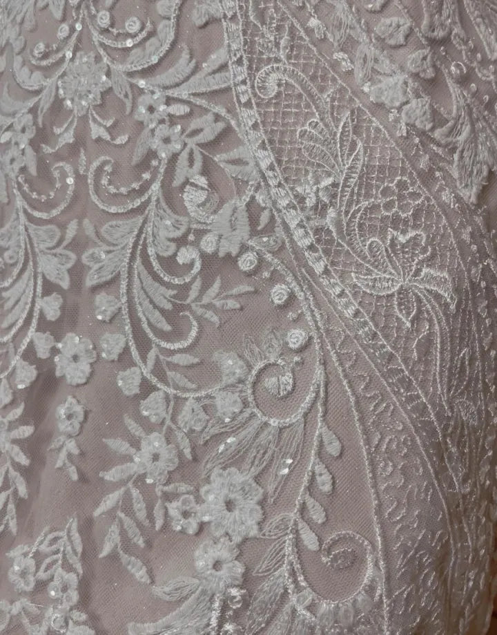 Aimishang Wedding Dress A-Line Spaghetti Straps Court Train Tulle Glitter