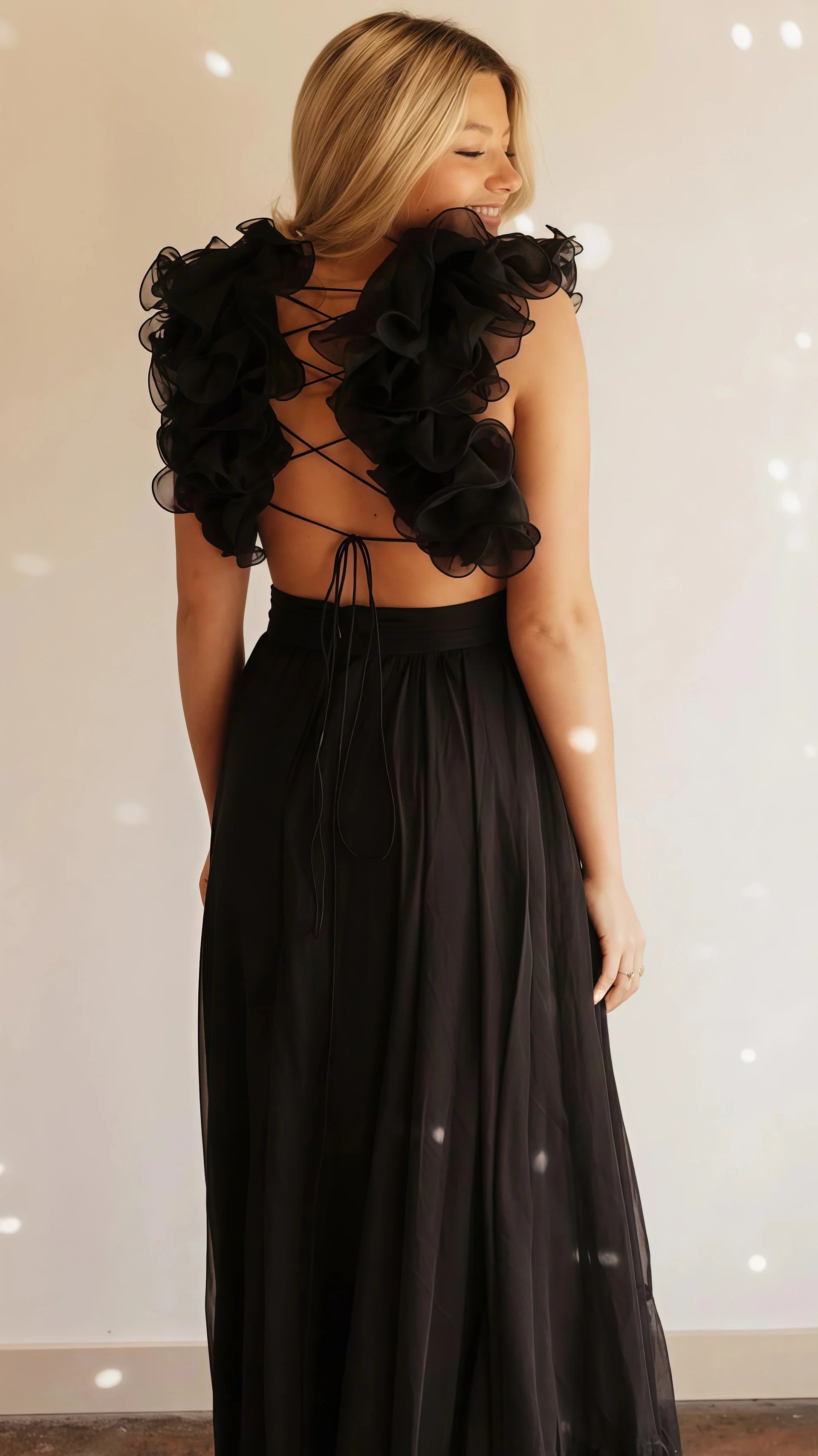 A-Line Orange Prom Dresses With Ruffle Cap Sleeves, V-Neck Senior Prom Dress,AST1647