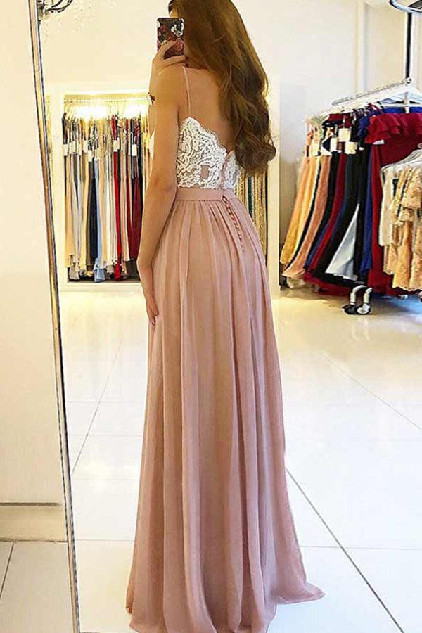 A-line Sweetheart Sleeveless Split Long Chiffon Prom Dress With Appliqued TP1200