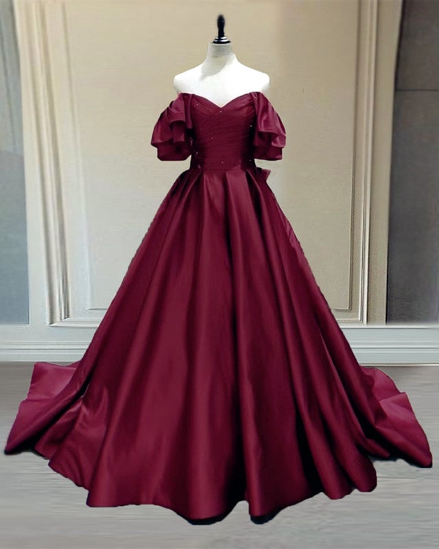 Ball Gown Princess Satin Off The Shoulder Dresses