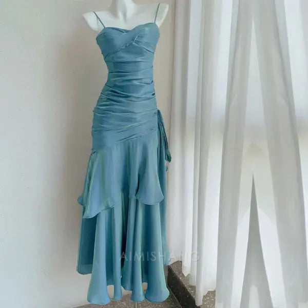 Aimishang Elegant Blue Ruffled Tiered Maxi Dress Long Prom Dress Charming Evening Party Dress Orange Women's Dresses