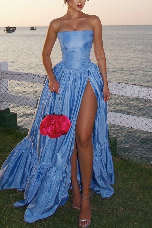 Aimishang Dress Wholesale Strapless Pink A-line Long Formal Dress Elegant Evening Party Dress