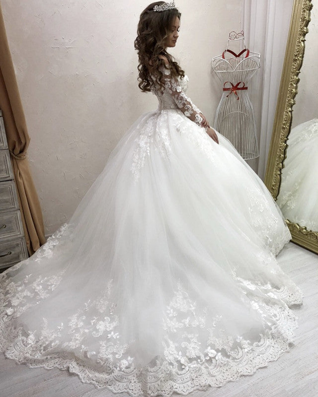 Long Sleeves Wedding Ball Gown Dresses Off Shoulder