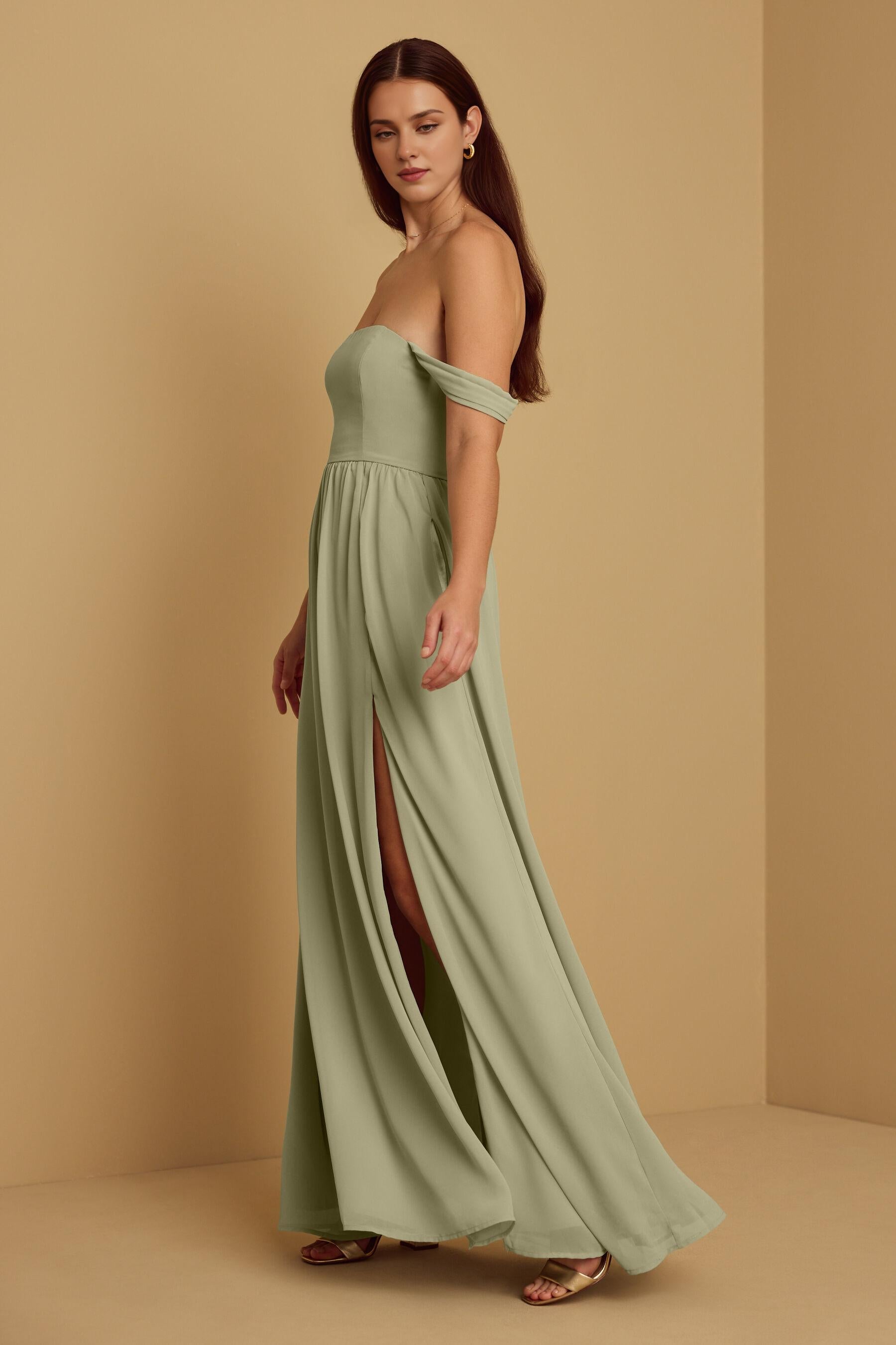 Weitese Formal Wear Dresses Sleeveless Off-the-shoulder Floor Length Bridesmaid Dress Stores With Prom Dresses With Slit