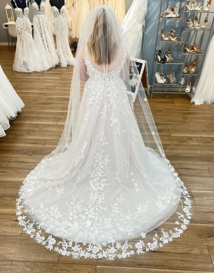 Aimishang Wedding Dress A-Line V-Neck Plus Size With Appliques