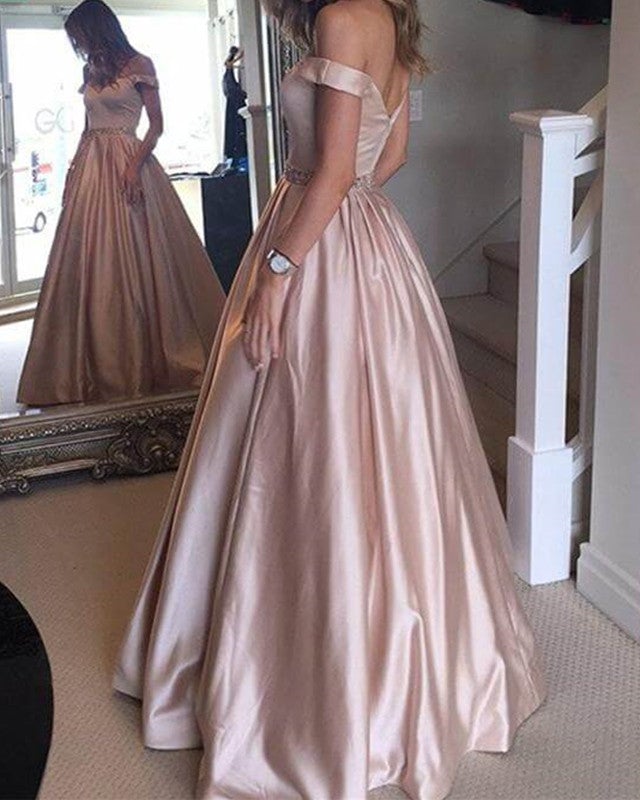 Chic Long Yellow Prom Dresses Off Shoulder