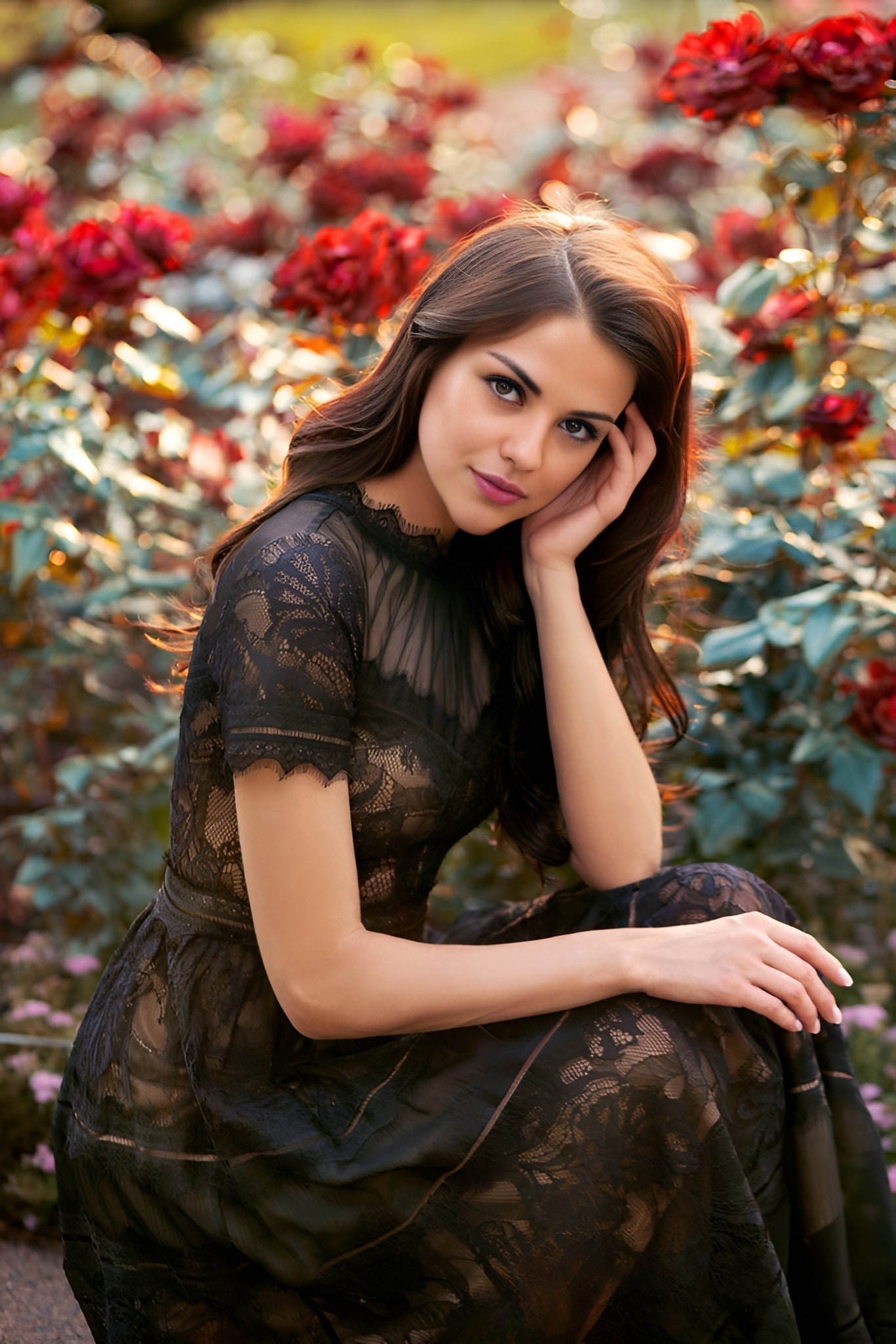 Midi Lace Formal Black Cocktail Dress