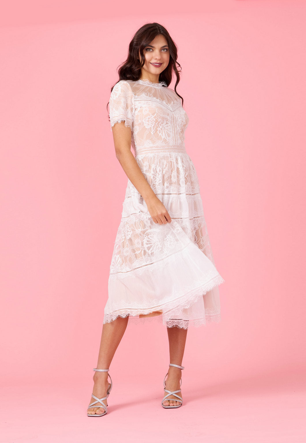 Midi Lace Formal Black Cocktail Dress