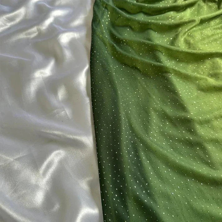 Shiny Green Gradient Long Chiffon Ball Gown Prom Dress Celebrity Dresses