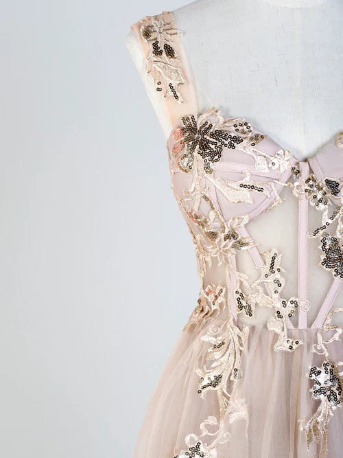 Aimishang Elegant Evening Dress Corset Lace Floor Length Tulle Applique Prom Dress