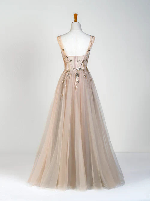 Aimishang Elegant Evening Dress Corset Lace Floor Length Tulle Applique Prom Dress