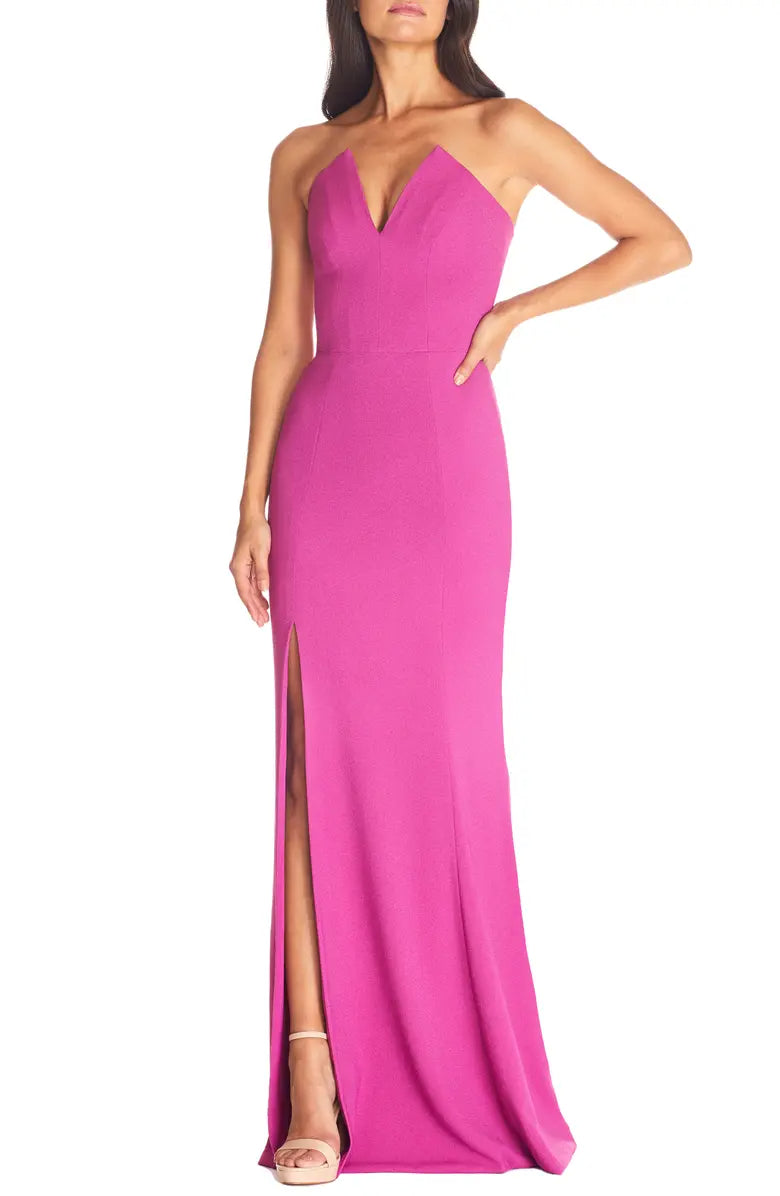Noble strapless off shoulder and floor length strapless off back evening dress