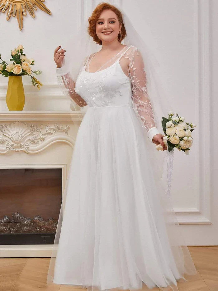 Aimishang Romantic A-Line Tulle Wedding Dress with Lace Decoration