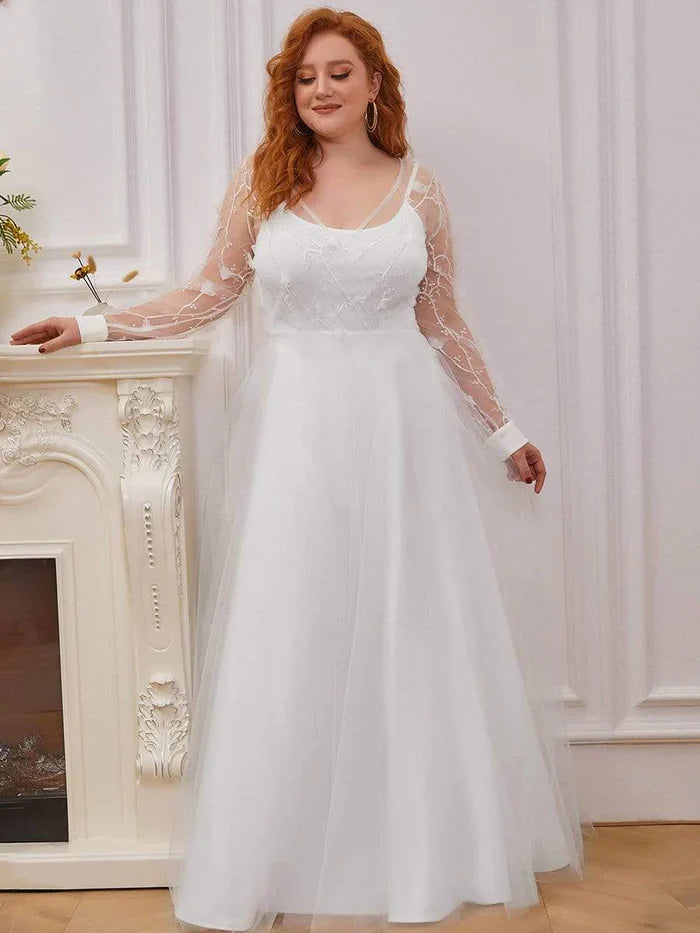 Aimishang Romantic A-Line Tulle Wedding Dress with Lace Decoration