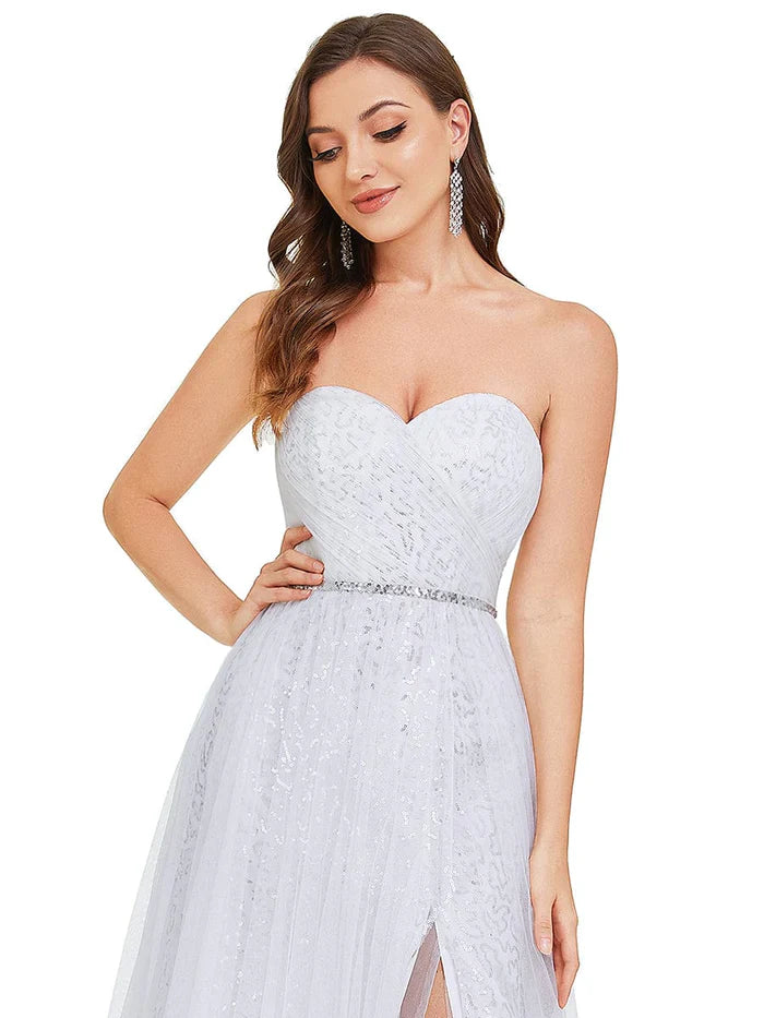 Aimishang Lace Corset Back Sweetheart Sleeveless Side Slit Wedding Dress