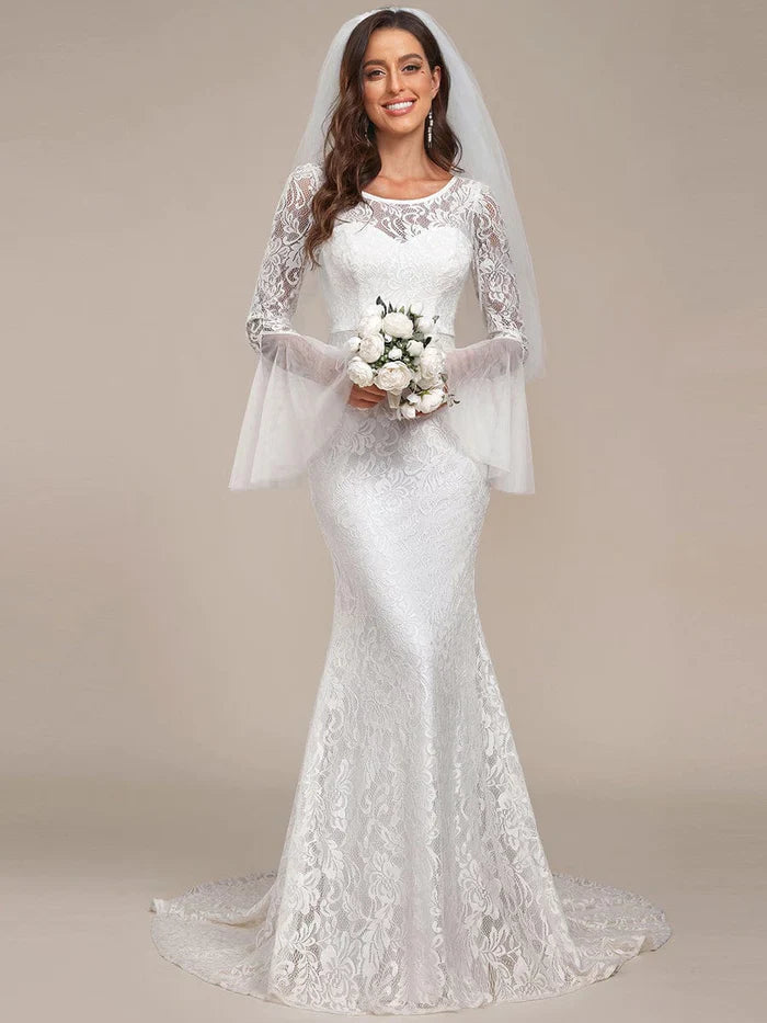 Aimishang Romantic V Back Mermaid Lace Wedding Dress